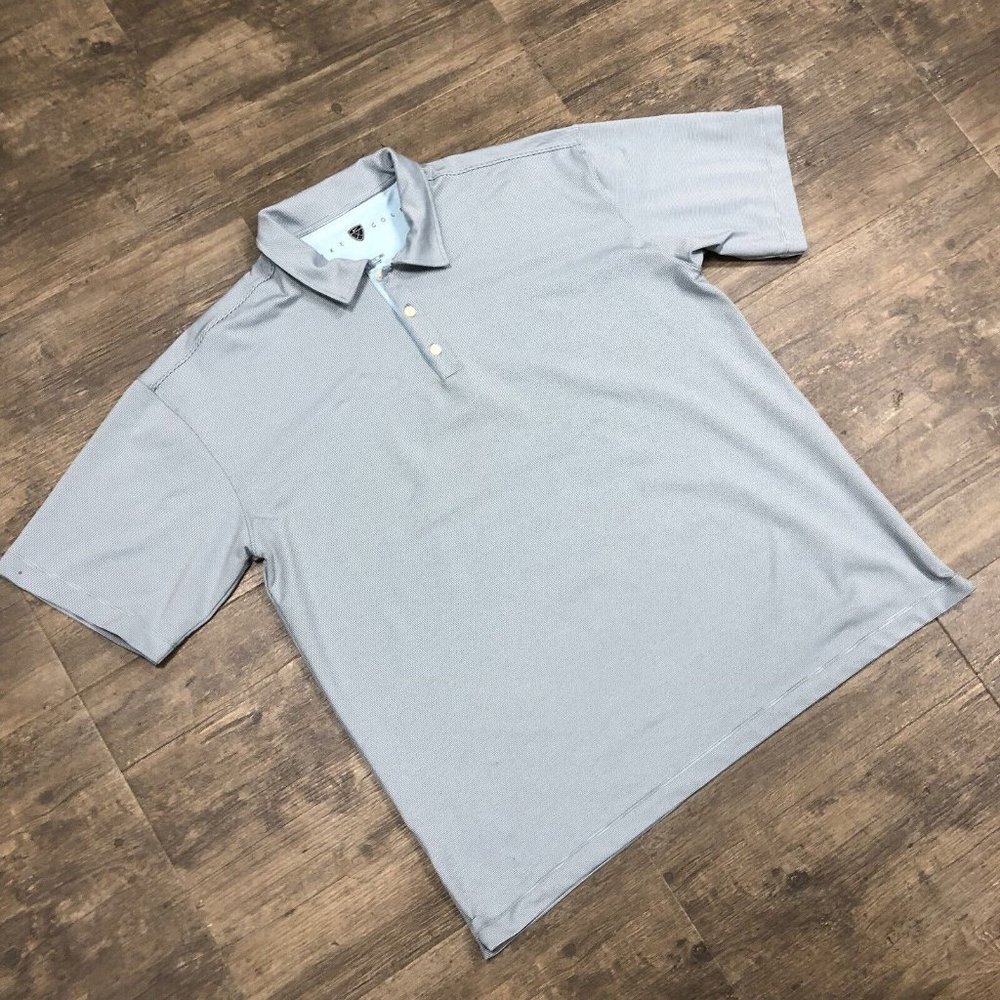Nike Golf Dri-Fit UV Men Size XXL Blue Striped Casual Polo Shirt